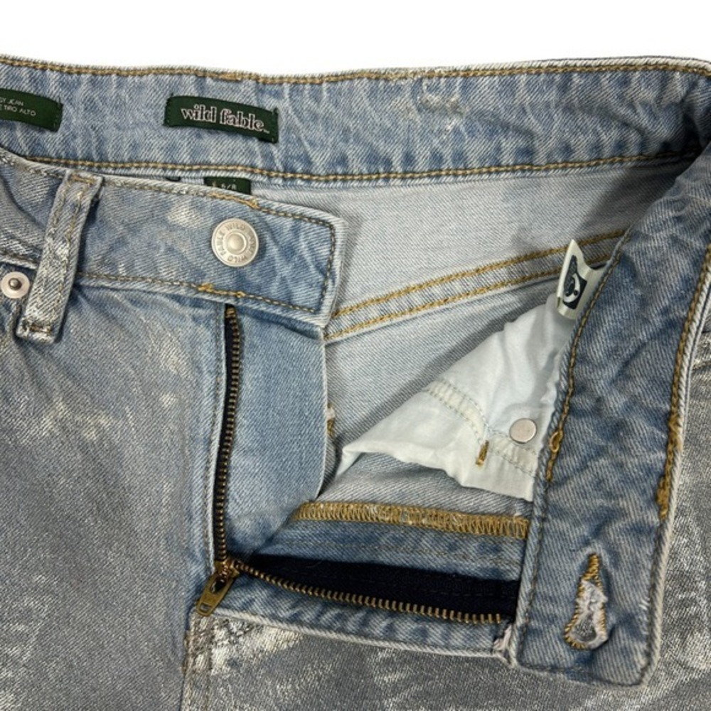 Coated Metallic Wide-Leg Baggy Jeans Sz 6R Raw Hem Cutoffs Gaucho Culottes Boho - Picture 3 of 10